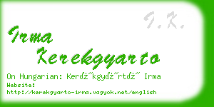 irma kerekgyarto business card